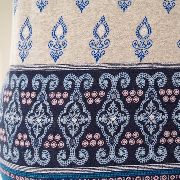 LOFT Petite Border Paisley Heather Grey Vintage Soft Tee - Picture 4 of 6